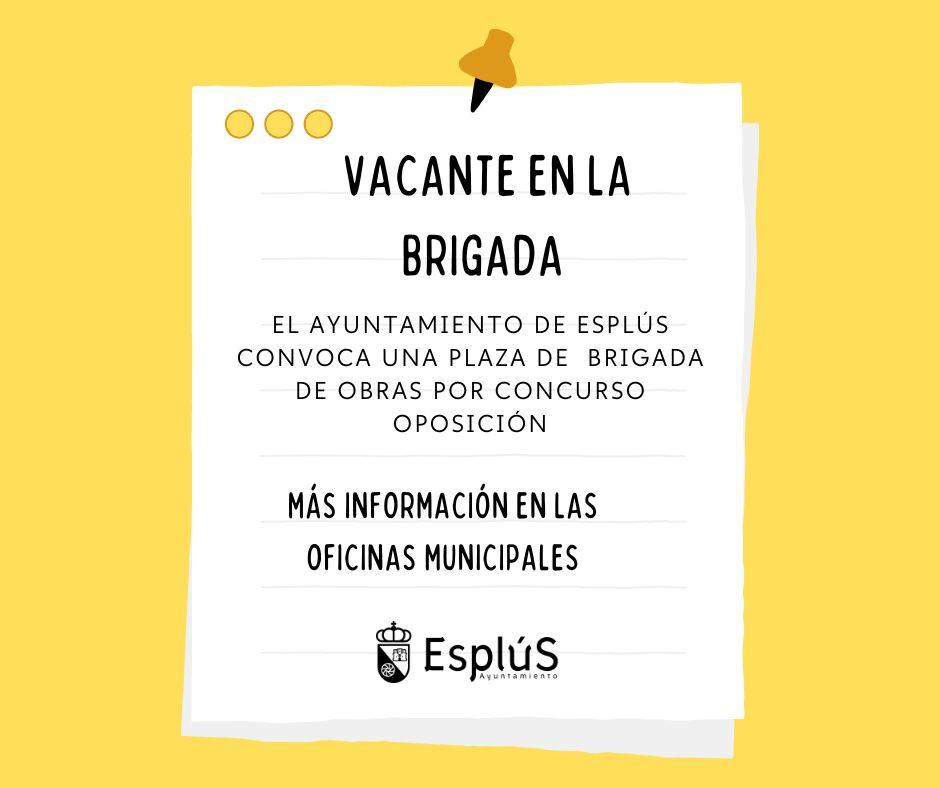 Imagen Vacante en la brigada de obras